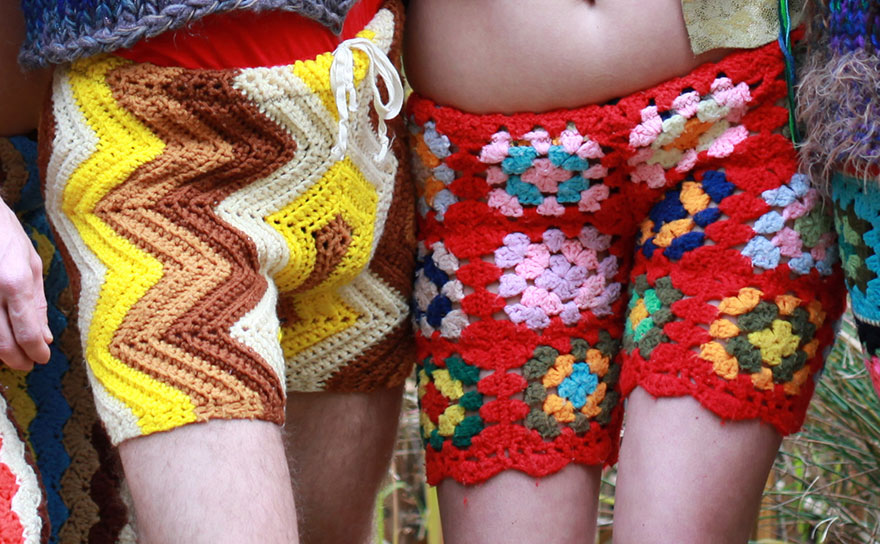 crocheted vintage shorts for men