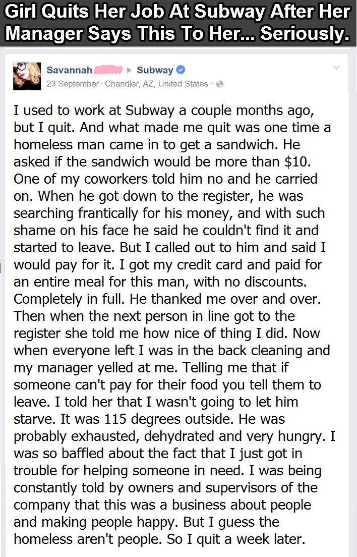 girl quits subway