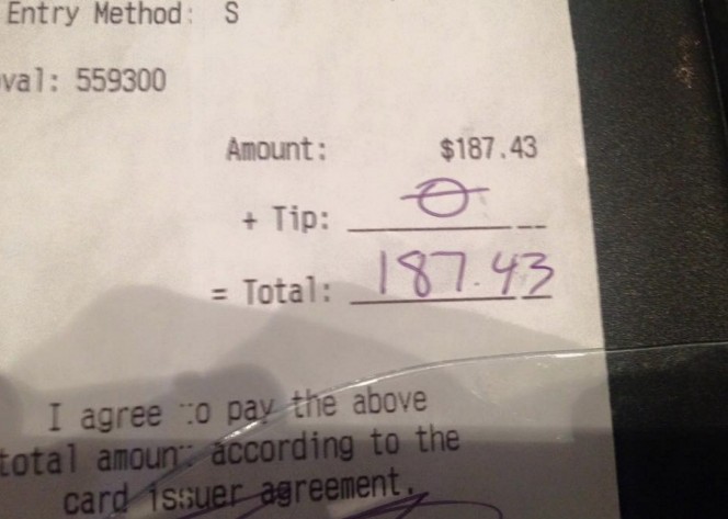 waitress left with no tip 2