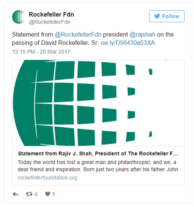 David Rockefeller dead