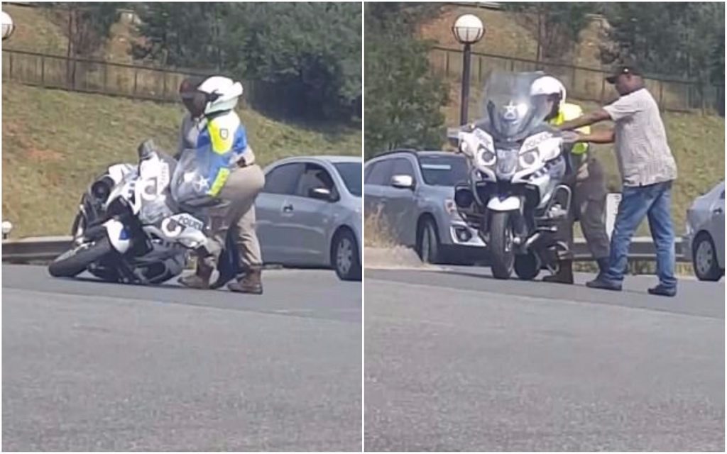Motorcycle Cop Struggle